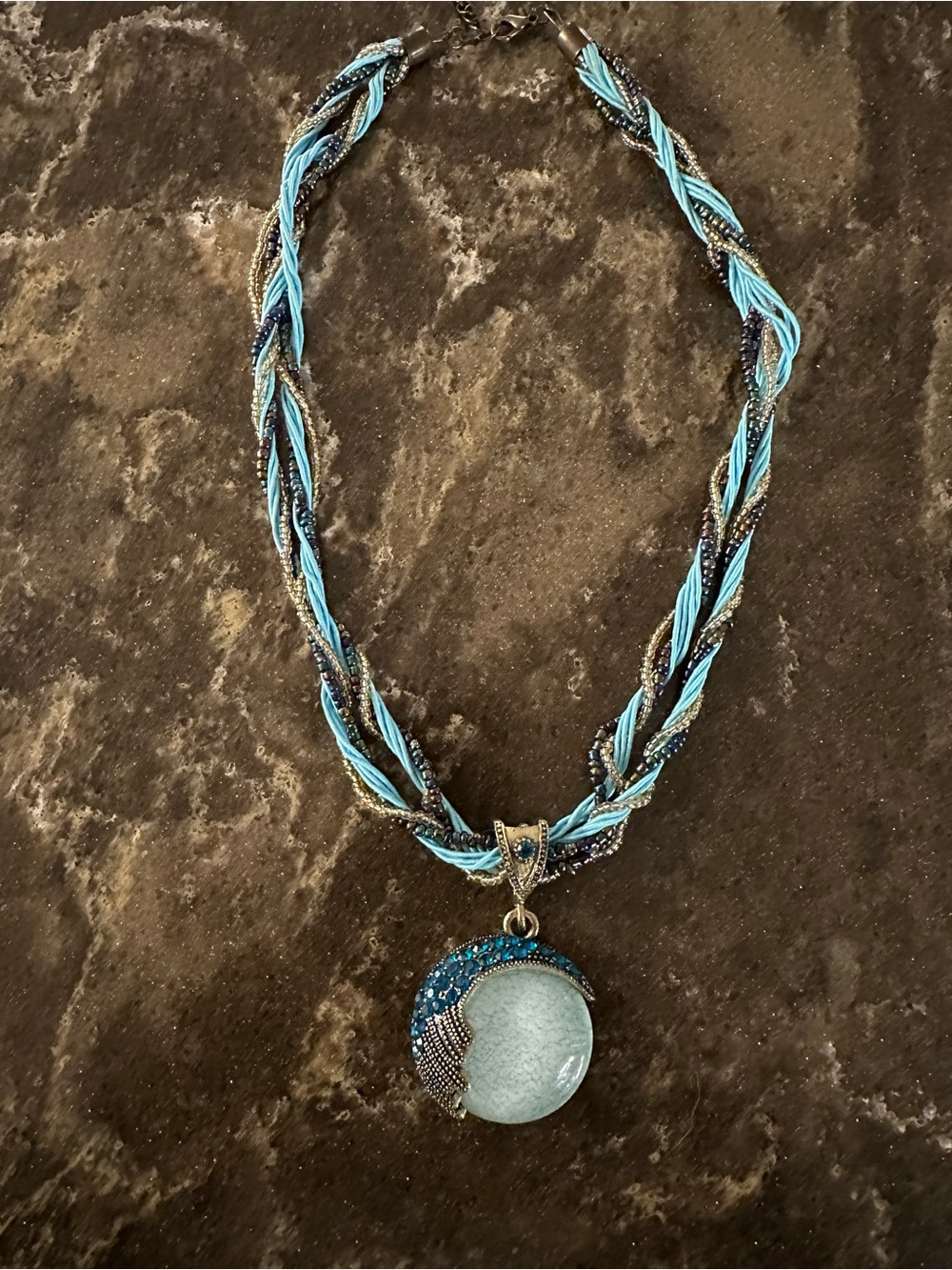 Blue Braided Pendant Necklace - Women Jewelry